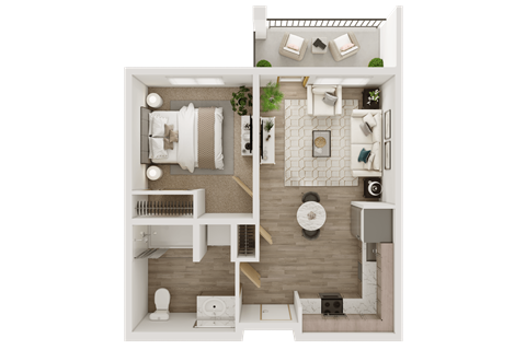 Floor plan for 1 bed, 1 bath, 550 sqft